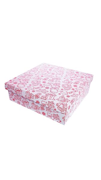 Подарочная коробка двусторонний картон "Новый год белая с рисунком" (30х30х9) kor-NGBR-30-9 фото