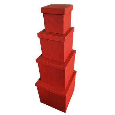 Набір великих подарункових коробок "Червоні" (4 шт.) двосторонній картон (h-30) Red-2 фото