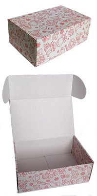 Подарункова коробка самозбірна маленька "Новий рік біла з малюнком" (16х11х10) двосторонній картон korS-NGBR-16 фото
