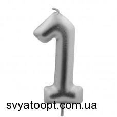 Металлизированная серебряная Свеча-цифра для торта - 1 6729 фото
