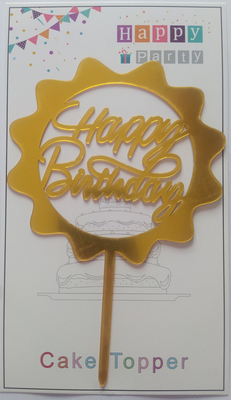 Топпер для торта золото "Happy Birthday солнышко",15*10 см top28-4g фото