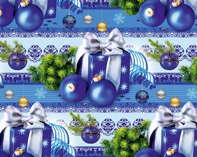 Пакувальний подарунковий папір "Новий рік синій" (25л) papir-31 фото