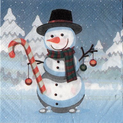 Салфетки "Снеговик на синем фоне" (33х33) (20 штук) 3366 фото