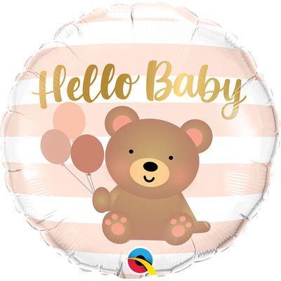 Фольга кругла Привіт малюк, ведмедик з кульками Qualatex 3202-3180 фото
