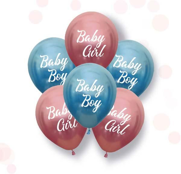 Повітряні кульки Хром "Baby Boy and Baby Girl - рожеві та блакитні" (ТМ "Твоя Забава") (24 шт) TZ-5097 фото