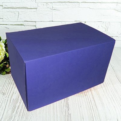 Подарункова коробка самозбірна велика "Синя" (34х22х20) двосторонній картон 9277 фото