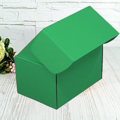 Подарункова коробка самозбірна маленька "Зелена" (16х11х10) двосторонній картон 2332 фото