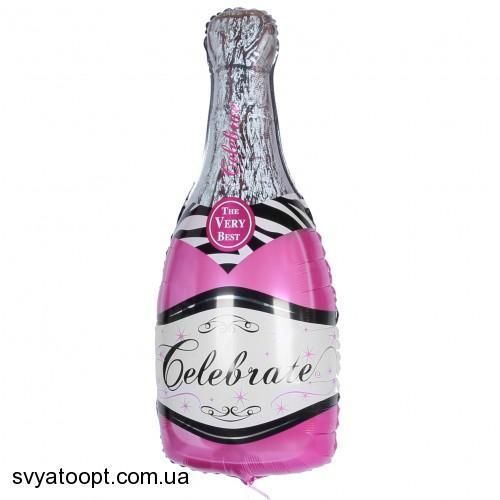 Міні Фольга "Пляшка Шампанського рожева" (Китай) 5827 фото