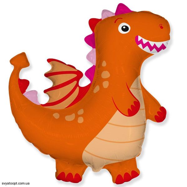 Фольгированная фигура большая Дракон оранжевый Flexmetal (в Инд. уп.) 3207-3105 фото