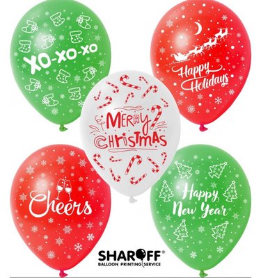 Кулі ТМ Sharoff 12" (Merry Christmas "Новий Рік" червоний/білий/зелений)" (50 шт) KDI-0003 фото