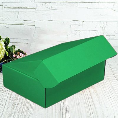 Подарункова коробка самозбірна двостороння середня "Зелена" (25х16,5х9) 2334 фото