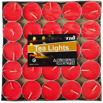 Свічки чайні червоні 50 шт/уп F-7554r фото