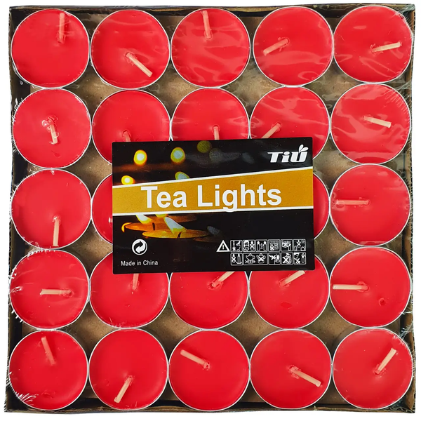 Свічки чайні червоні 50 шт/уп F-7554r фото