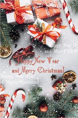 Подарочный пакет "Подарки Merry Christmas and Happy New Year" 26х16х7 см pak-09 фото