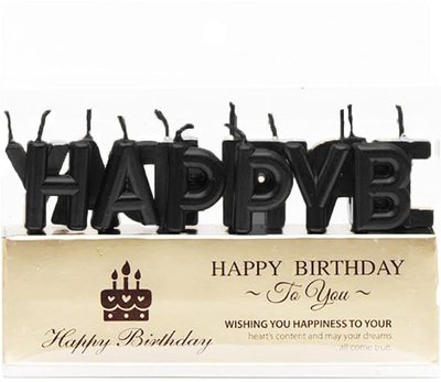 Набір свічок для торту літери "Happy Birthday Чорні" TL-1052black фото