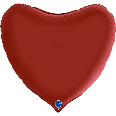 Фольга сердце 36" Сатин рубин красный (Satin rubin red) (Grabo) 3204-0736 фото