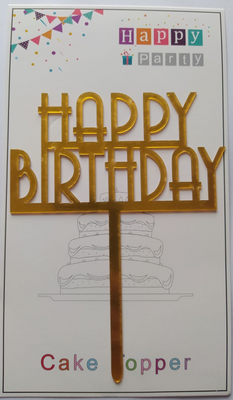 Топпер для торта золото "Happy Birthday большие буквы",15*10 см top29-5g фото