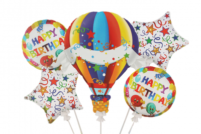 Набір кульок фольгованих "Кольорова повітряна куля" 5шт. (Китай) (в індив. упаковці) 5-81325 фото