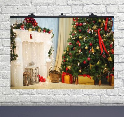 Плакат для свята Рождественская елка и камин 75х120 см 6008-0151 фото