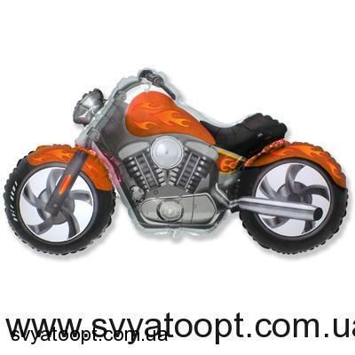 Фольгированная фигура большая Мотоцикл оранжевый Flexmetal (в Инд. уп.) 1207-1637 фото