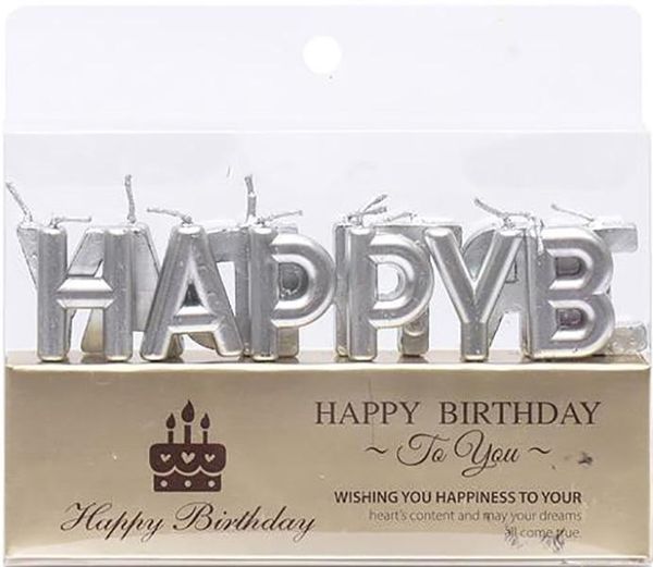 Набір свічок для торту літери "Happy Birthday Срібло" TL-1052silver фото