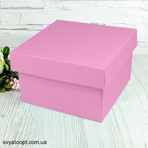 Подарункова коробка двосторонній картон "рожева" (15х15х9) 0995 фото