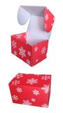 Подарочная коробка самосборная маленькая "Новый год красная снежинки" (16х11х10) двусторонний картон korS-NGKS-16 фото