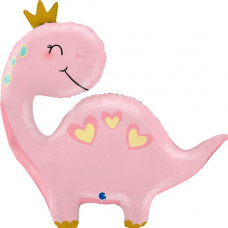 Фольгированный шарик - Динозавр с короной розовый (Grabo) G72123 фото