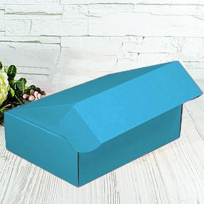 Подарункова коробка самозбірна середня "Блакитна" (25х16,5х9) двосторонній картон 2307 фото