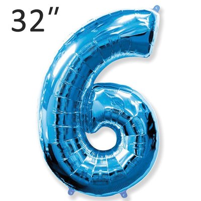 Фольга 32" Синяя цифра 6 (Flexmetal) 32-FM-Blue-6 фото