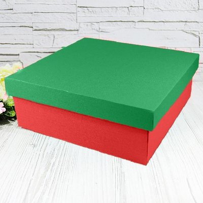 Новорічна коробка для подарунків "№2 Зелено-червона" (25х25х9) 7686zk фото