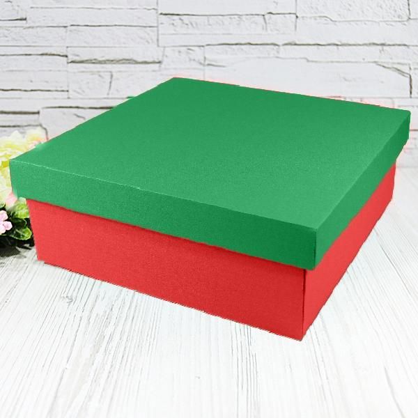 Новогодняя коробка для подарков "№2 Зелено-красная" (25х25х9) 7686zk фото