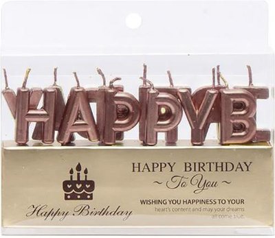 Набір свічок для торту літери "Happy Birthday Рожеве Золото" TL-1053 фото