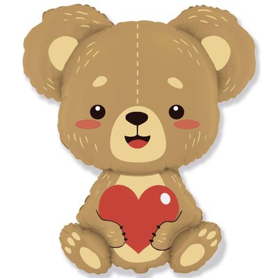 Фольгована фігура велика Ведмедик закоханий з серцем Flexmetal (в Інд. уп.) 3207-3318 фото