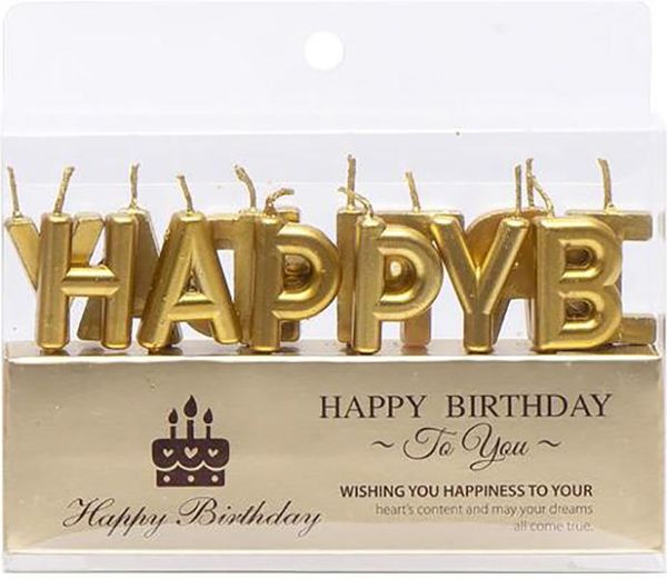 Набор свечей для торта буквы "Happy Birthday Золото" TL-1052 фото
