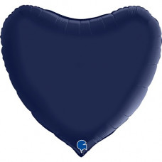 Фольга серце 36" сатин Синій navy (Grabo) 360S02BN фото