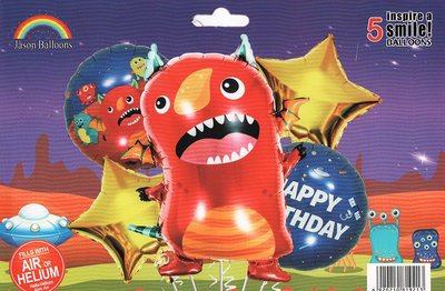 Набір кульок фольгованих "Монстр червоний" 5шт. (Китай) (в індив. упаковці) 9240 фото