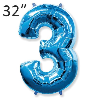 Фольга 32" Синя цифра 3 (Flexmetal) 32-FM-Blue-3 фото