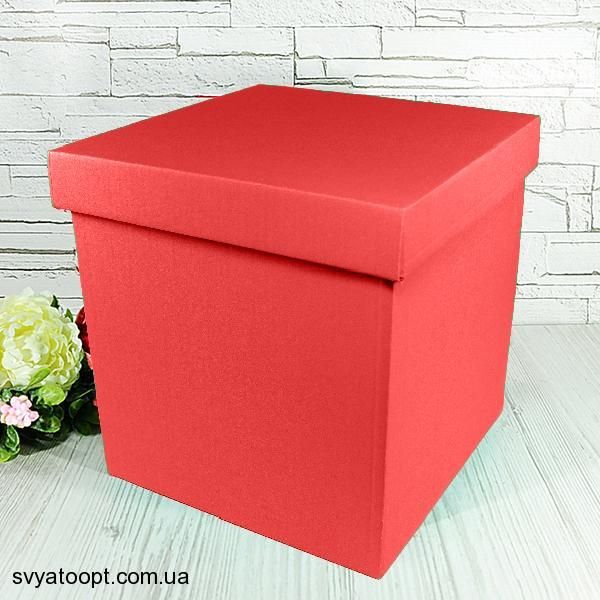 Подарункова коробка двосторонній картон "червона" (20х20х20) 6076 фото
