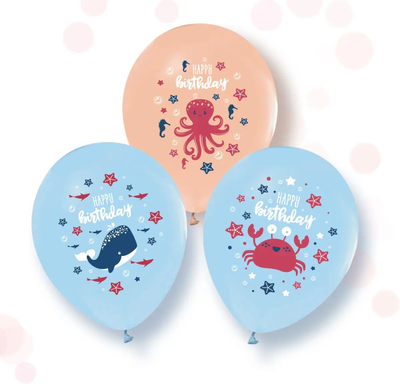 Воздушные шарики "Подводный мир Happy Birthday" (ТМ "Твоя Забава") (50 шт) TZ-5026 фото