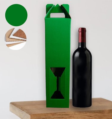 Подарочная коробка для бутылки "Зеленая" (двусторонний картон 35х9 см) korbgreen фото
