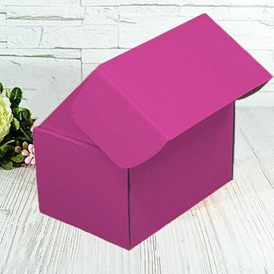 Подарункова коробка самозбірна маленька "Малинова" (16х11х10) двосторонній картон 9269 фото
