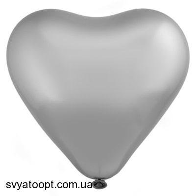 Шарик-сердце Everts 12" - 30см Хром Сатин Серебро (1 штука) 1105-0371 фото