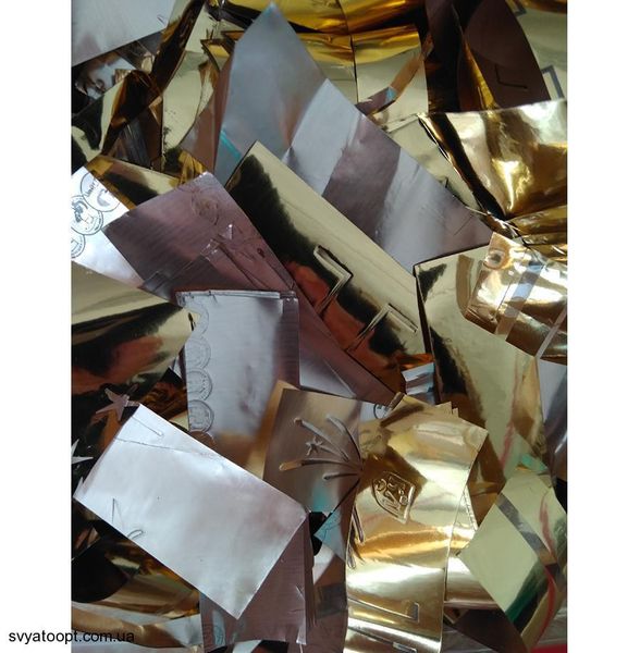 1кг Конфетти (вторичка) квадрат 2,5х3 1000 грамм Золото-Серебро 4370 фото