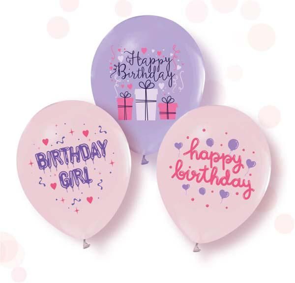 Воздушные шарики "Birthday Girl - ассорти" (ТМ "Твоя Забава") (50 шт) TZ-4892 фото
