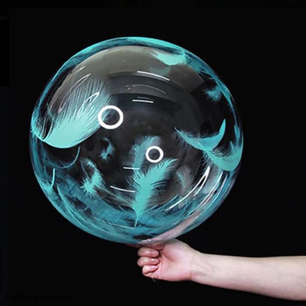 3D сфера Bubbles с перьями - голубые (18") Китай J-051 фото