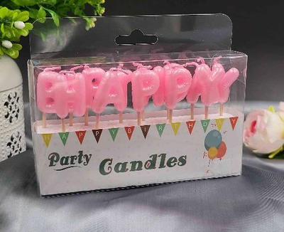 Набір свічок для торту BUBBLES літери "Happy Birthday Рожеві НЕОН" Bubbles-PinkNeon фото