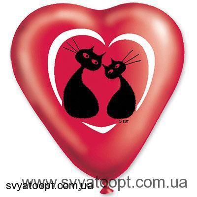 Кулі-серця Gemar 10" CR (С рисунками красное двухцветное микс) (100 шт) 1105-0120 фото