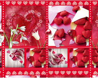 Упаковочная подарочная бумага "Подснежники сердца красные" papir-39 фото