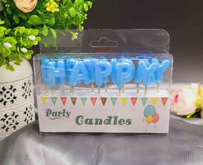 Набір свічок для торту BUBBLES літери "Happy Birthday Блакитні НЕОН" Bubbles-BlueNeon фото
